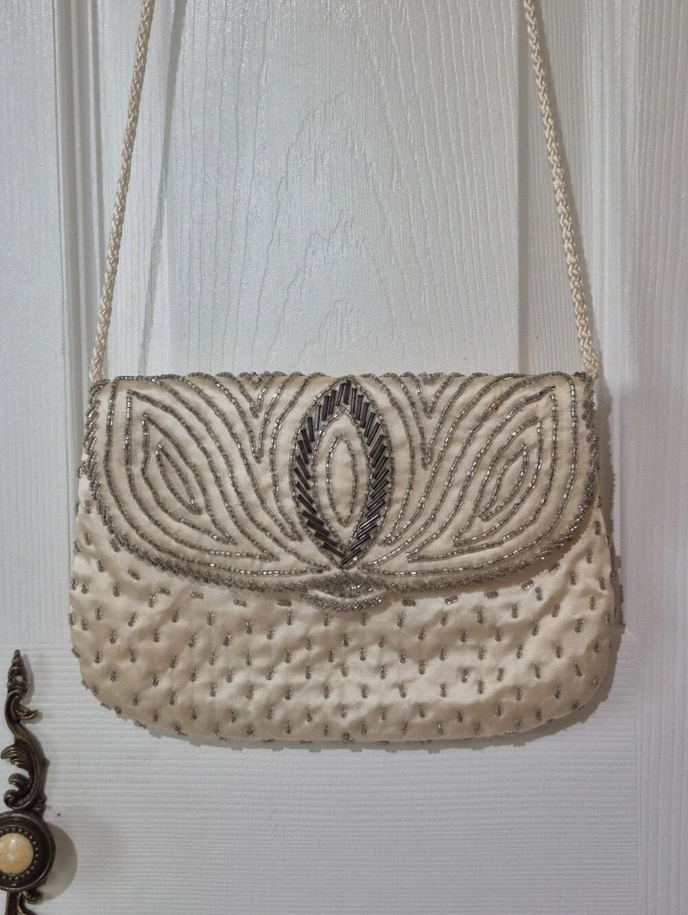 Vintage beaded satin evening bag